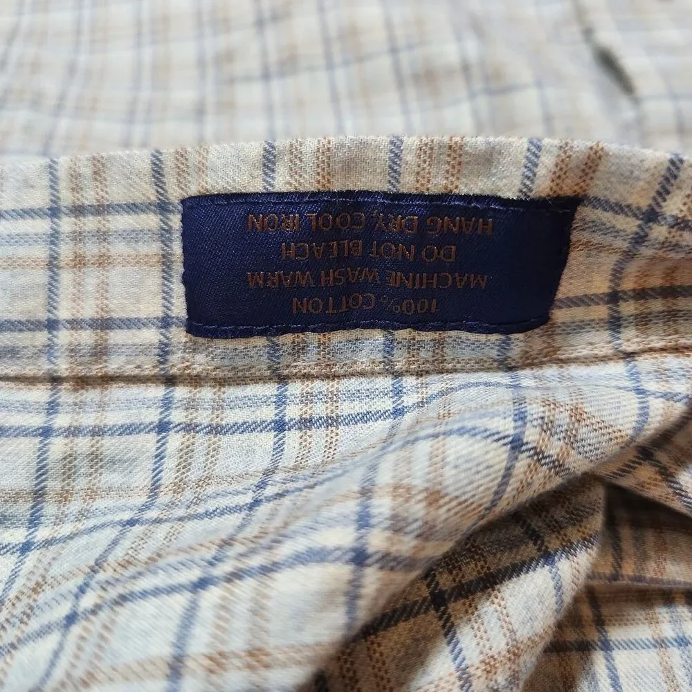 David Donahue Button Up Shirt Men 16 M/L Gray Plaid Long Sleeve Fusion